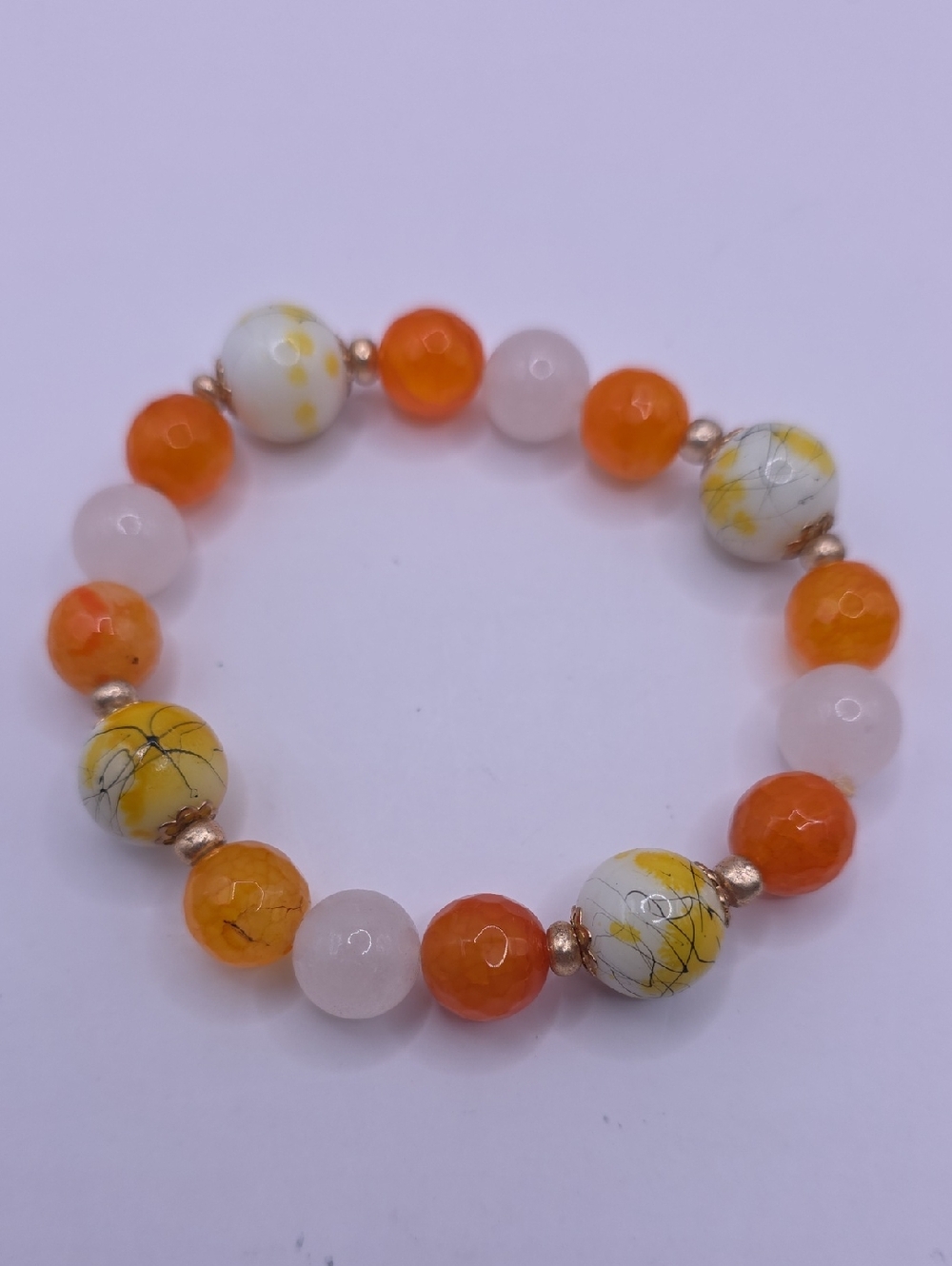 Orange & Yellow Beaded Stretch Bracelet
